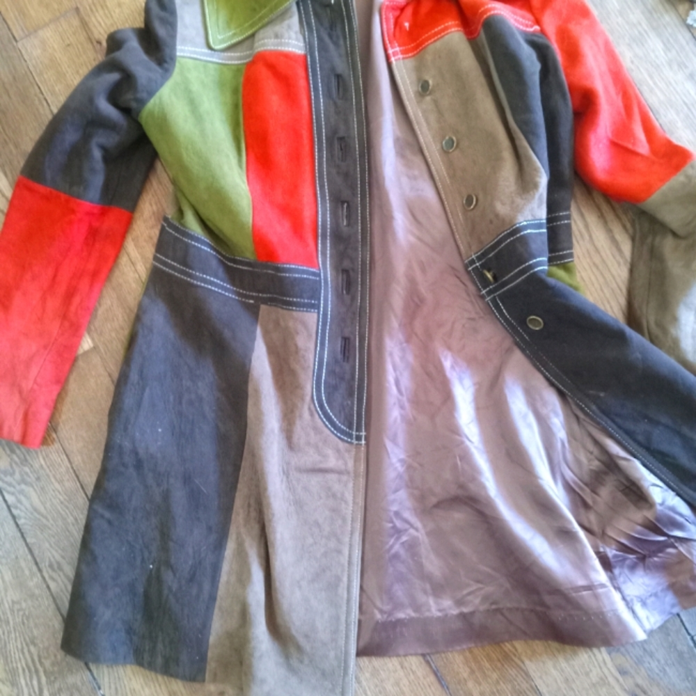VINTAGE BLOCK COLOR SUEDE COAT